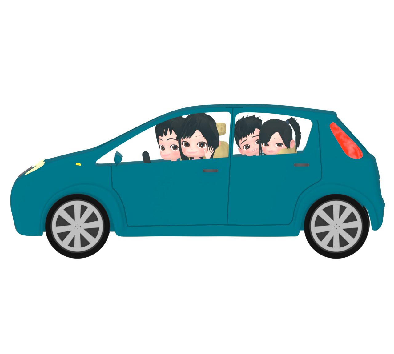 家族でドライブをするイラスト