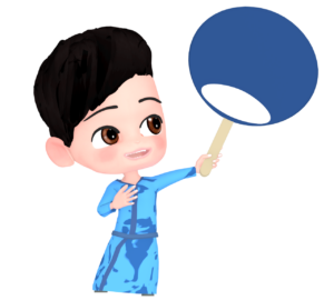 うちわを持つ浴衣を着た子どものイラスト