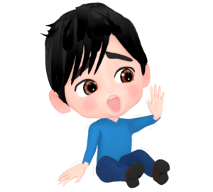 恐怖で腰を抜かす男性のイラスト
