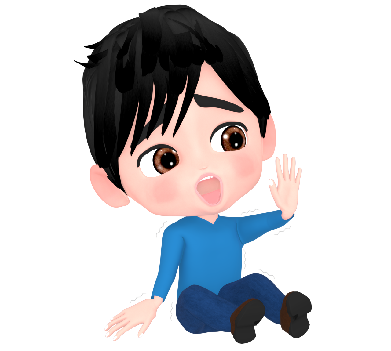 恐怖で腰を抜かす男性のイラスト