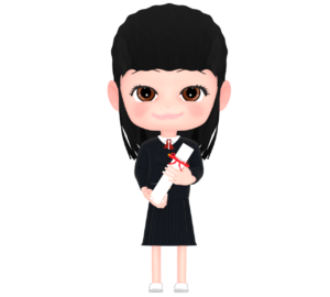 卒業証書を持つ女子生徒のイラスト