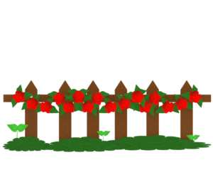 柵と薔薇のイラスト