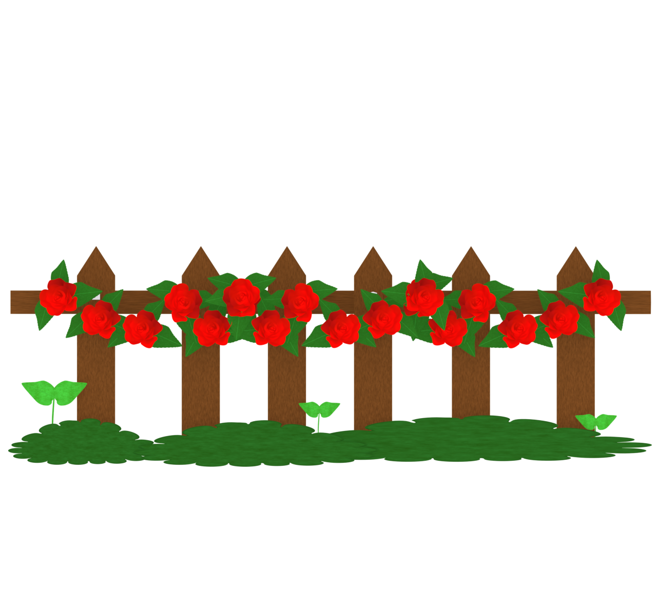 柵と薔薇のイラスト