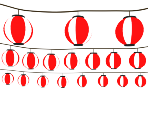 お祭りの連なる提灯のイラスト