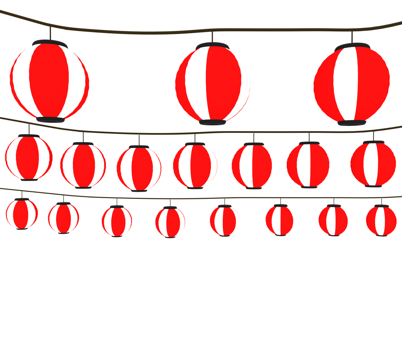 お祭りの連なる提灯のイラスト