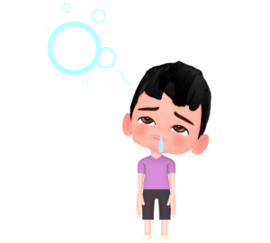 熱が出る男の子のイラスト