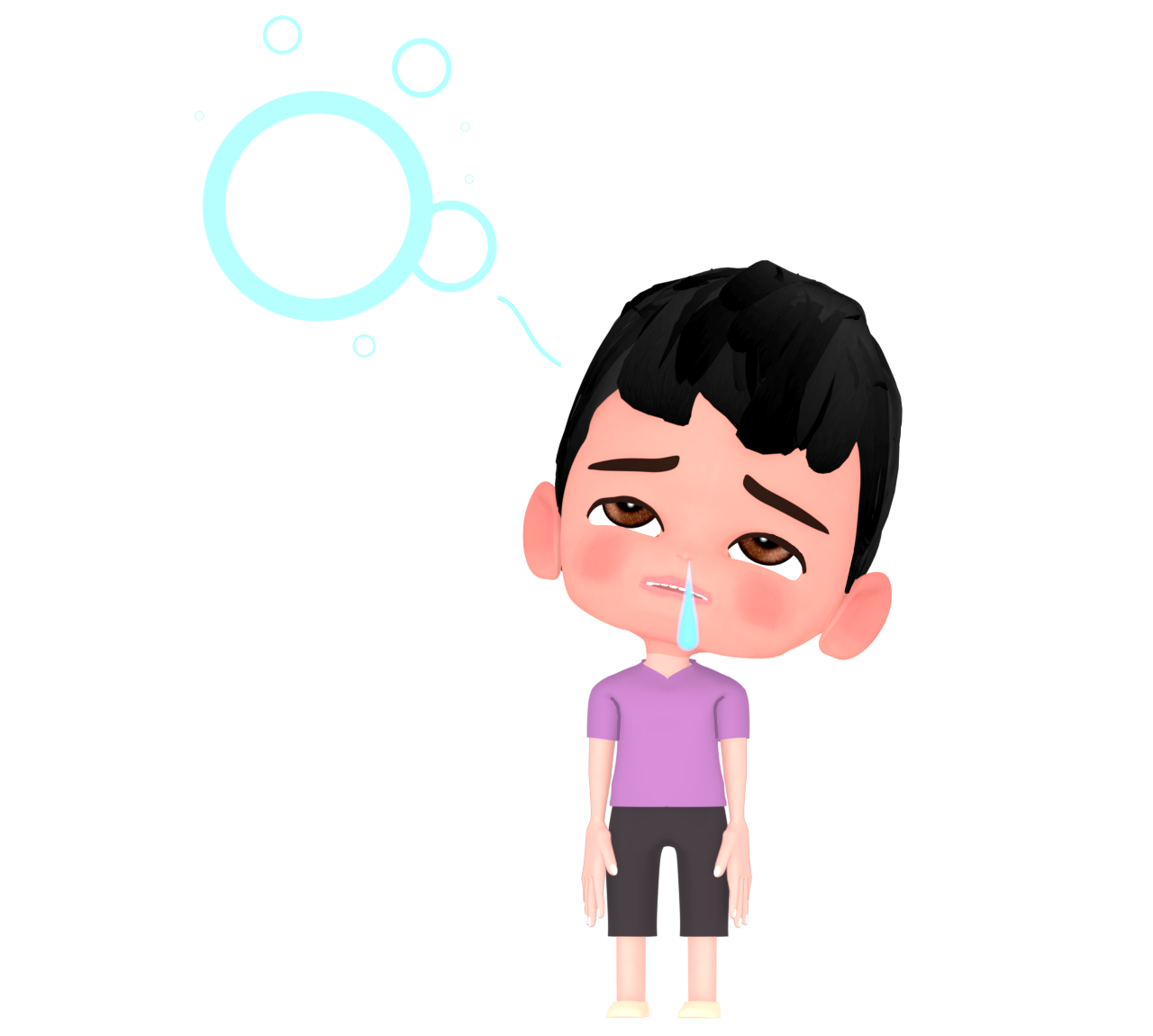 熱が出る男の子のイラスト