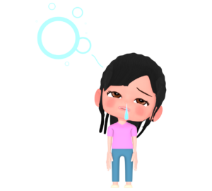 熱が出てボーとしている子供のイラスト