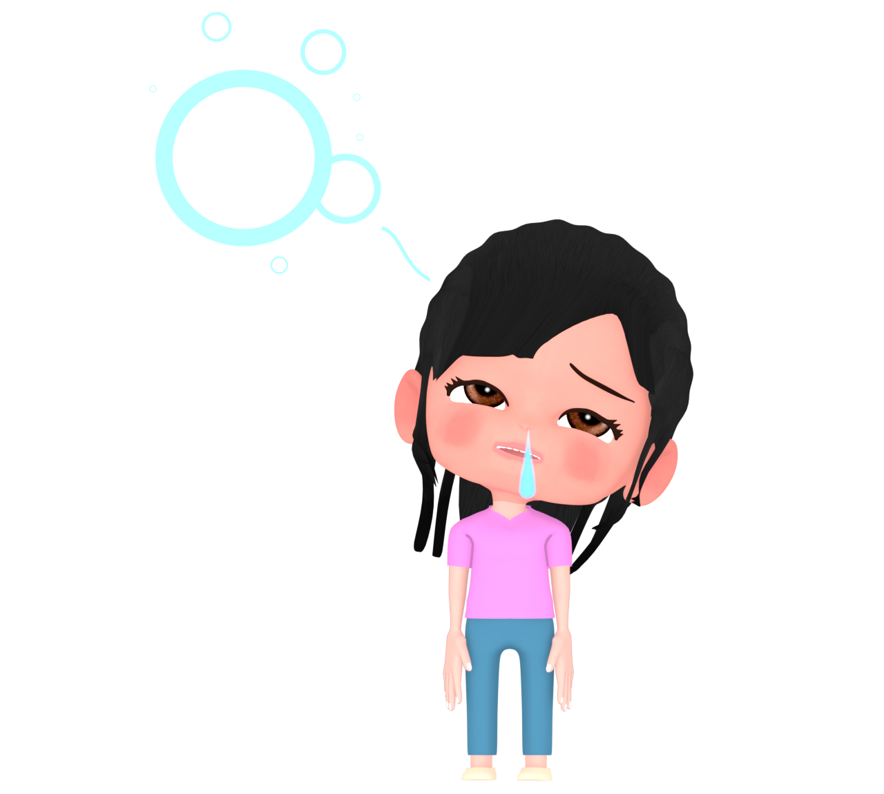 熱が出てボーとしている子供のイラスト