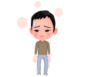 発熱した男性のイラスト
