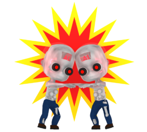 Ai同士で喧嘩をするイラスト