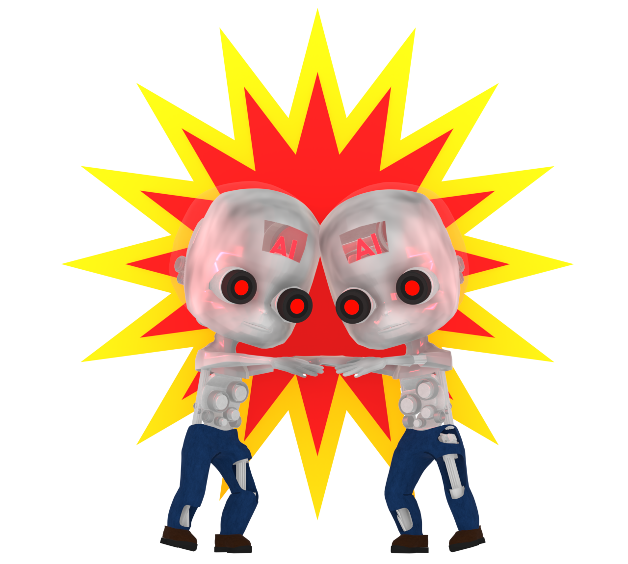 Ai同士で喧嘩をするイラスト