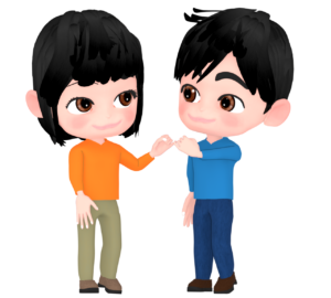 指切りをする男性と女性のイラスト