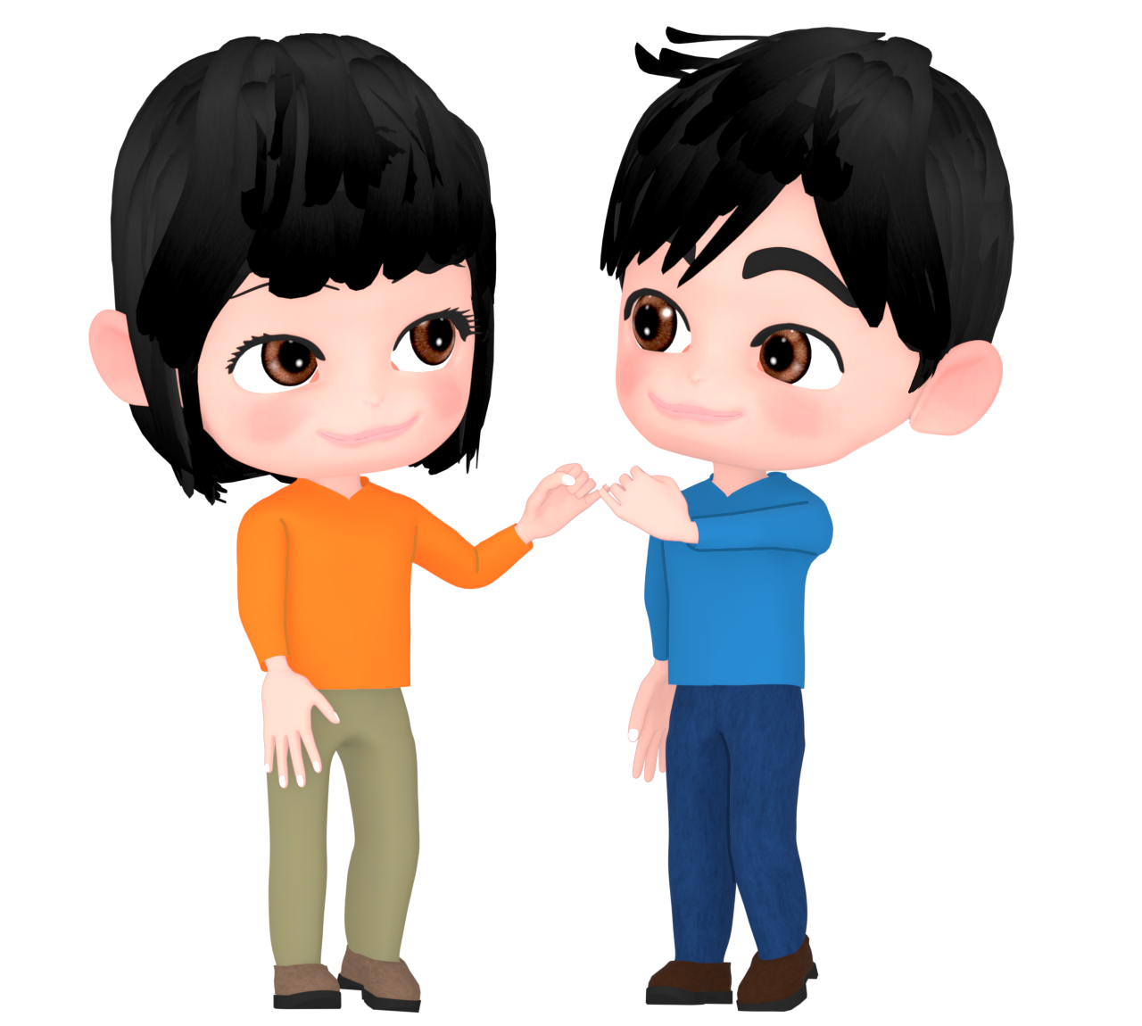指切りをする男性と女性のイラスト