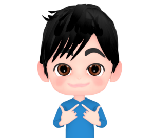 指ハートをする男性のイラスト