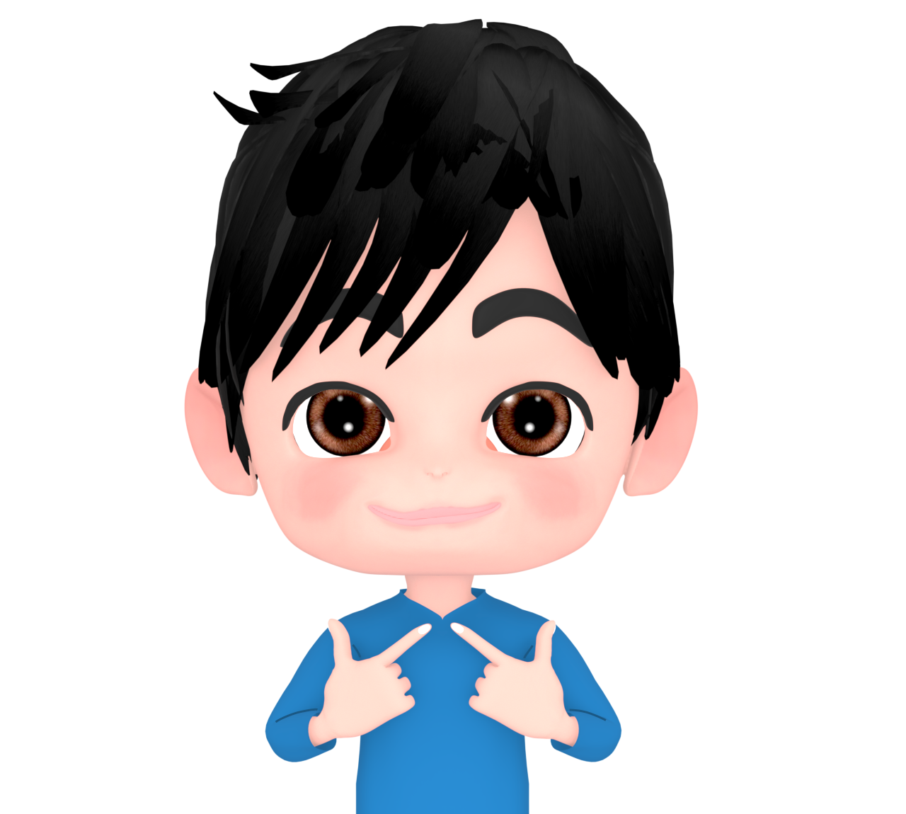 指ハートをする男性のイラスト