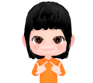 指でハートを作る女性のイラスト