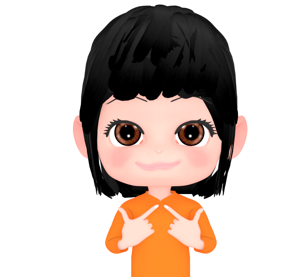 指でハートを作る女性のイラスト