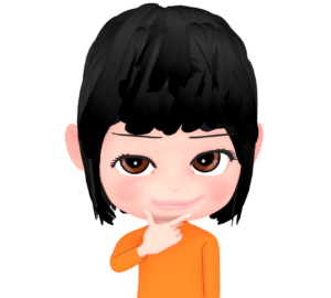 指でピストルポーズをする女性のイラスト