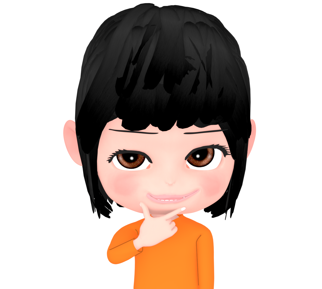 指でピストルポーズをする女性のイラスト