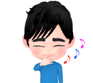 目を閉じて指笛を吹く男性のイラスト