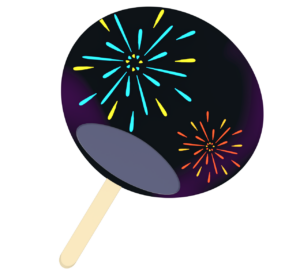 花火のうちわのイラスト