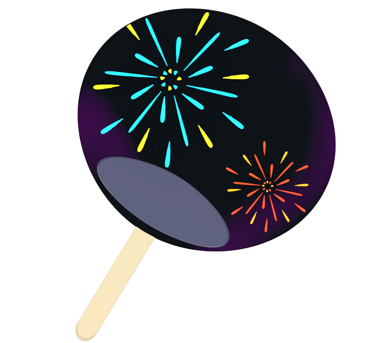 花火のうちわのイラスト