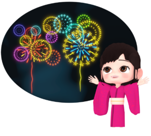 打ち上げ花火を見る女の子のイラスト
