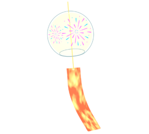 花火柄の風鈴のイラスト