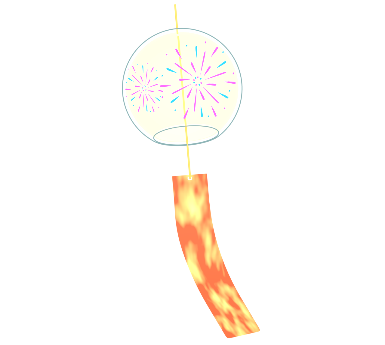 花火柄の風鈴のイラスト