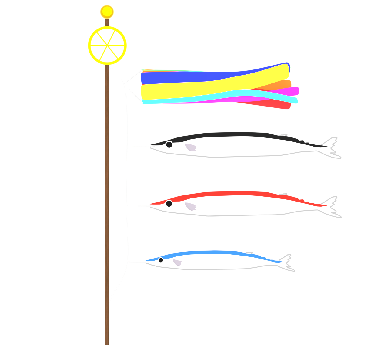 魚の鯉のぼりのイラスト