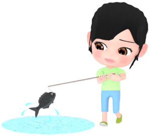釣りをする子どものイラスト