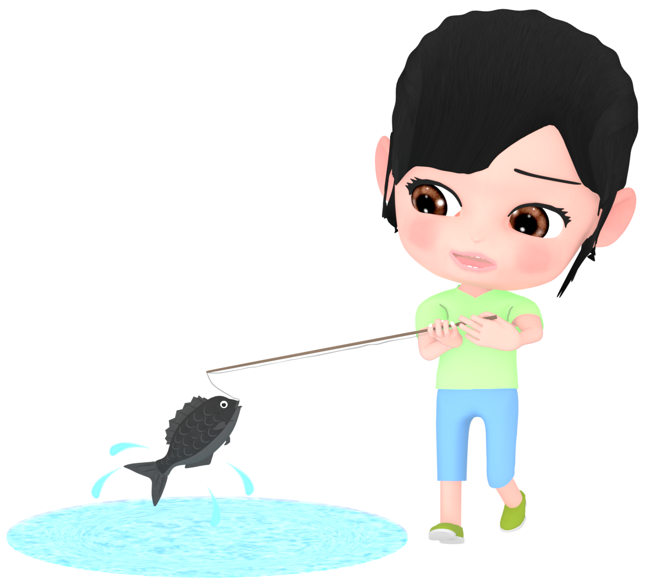 釣りをする子どものイラスト