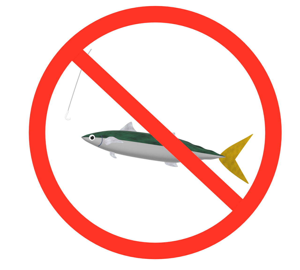 魚釣りを禁止するマーク