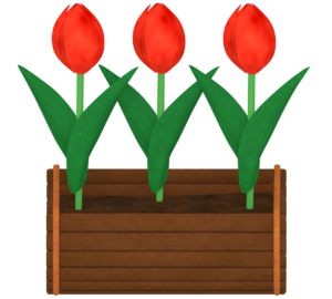 花壇に咲くかわいいチューリップのイラスト