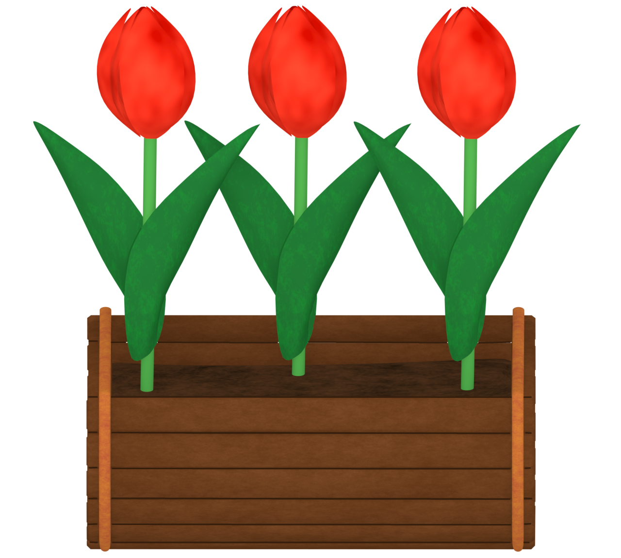 花壇に咲くかわいいチューリップのイラスト