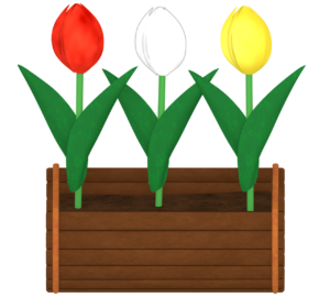 花壇に並ぶチューリップのイラスト