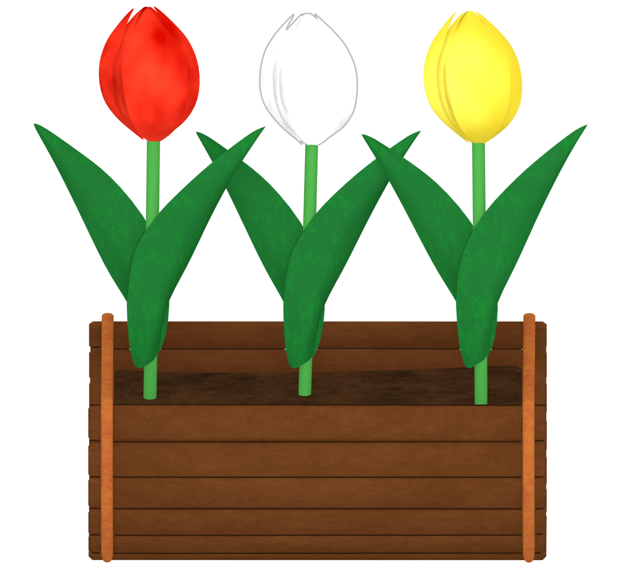 花壇に並ぶチューリップのイラスト