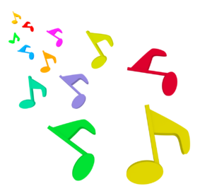 流れる音符のイラスト