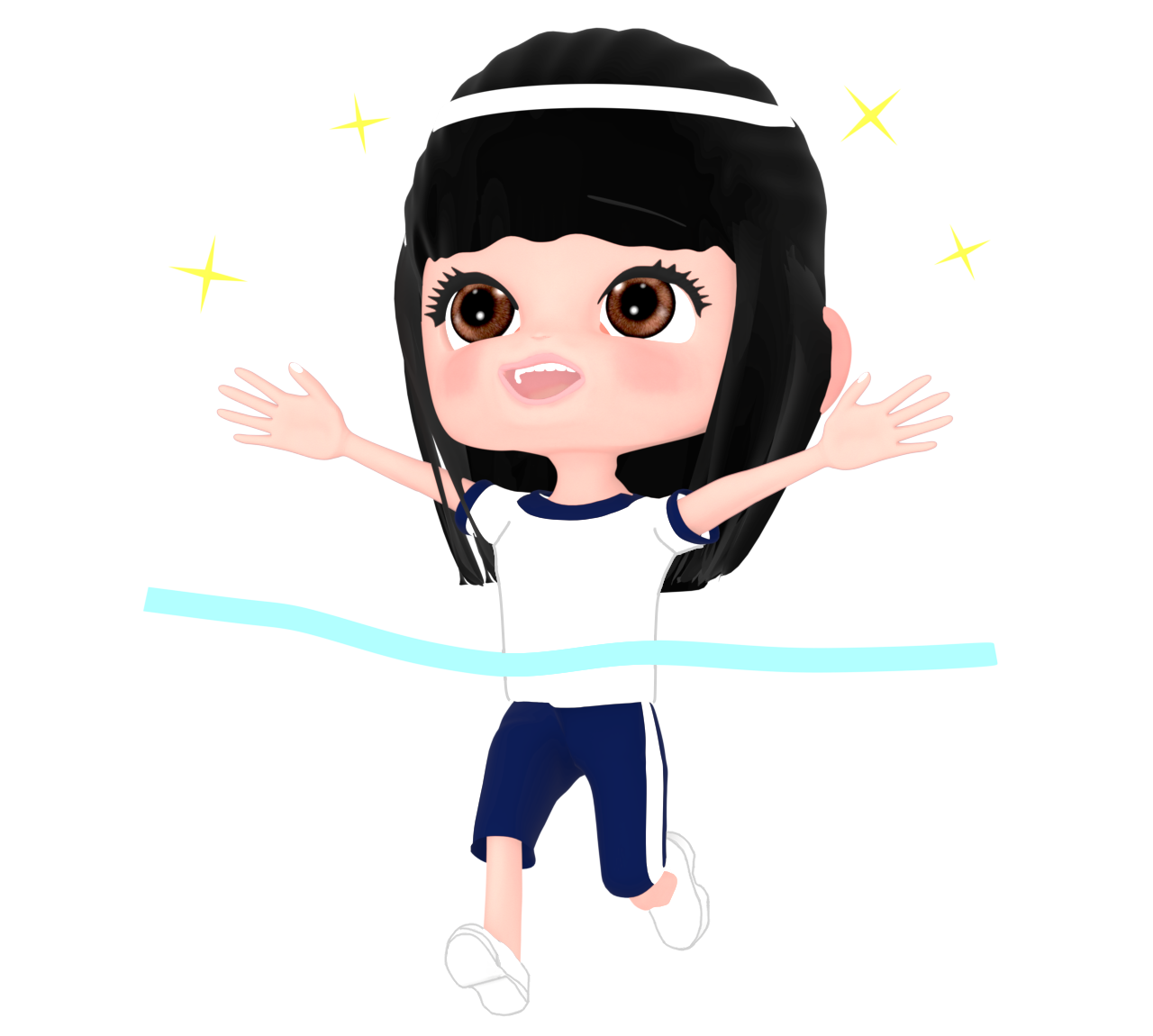 体育祭の徒競走と女子生徒のイラスト