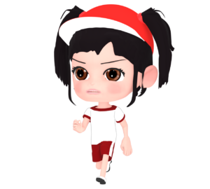 運動会の徒競走で走る女の子のイラスト