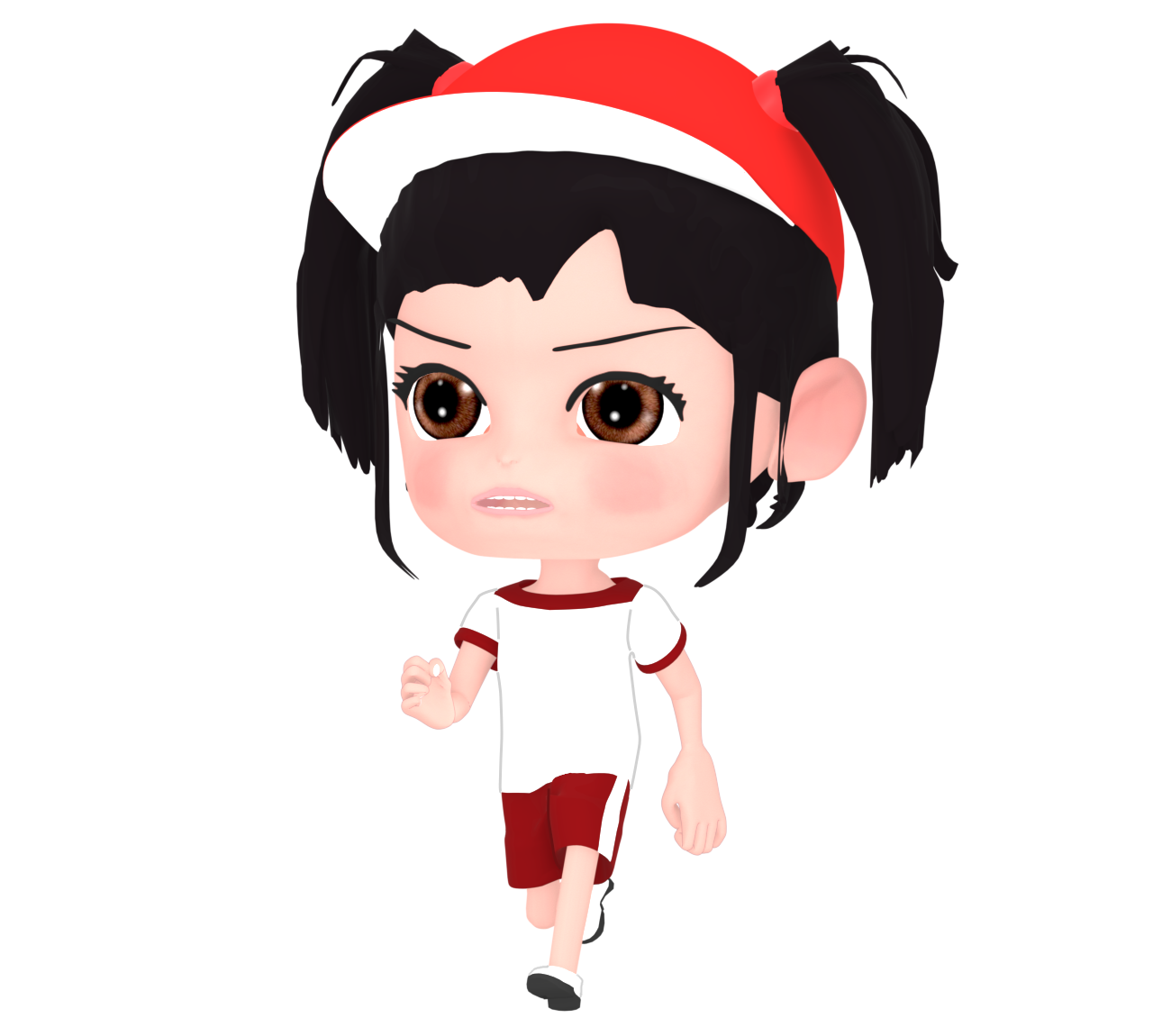 運動会の徒競走で走る女の子のイラスト