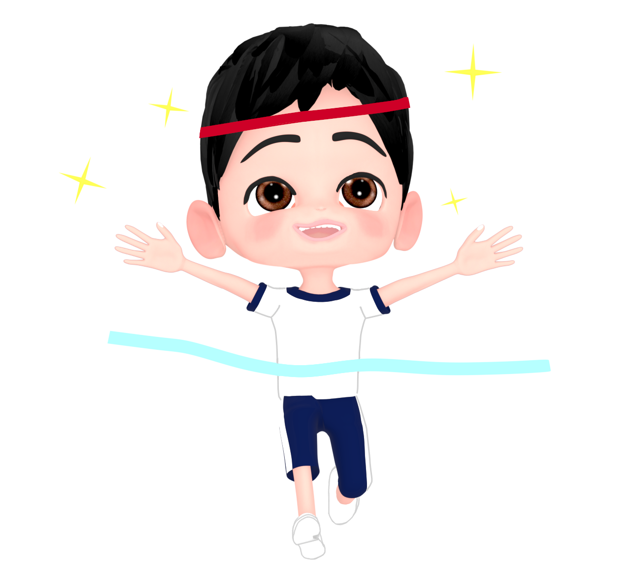 徒競走で１番になる男子生徒のイラスト