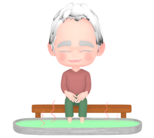 足湯に入るおじいちゃんのイラスト
