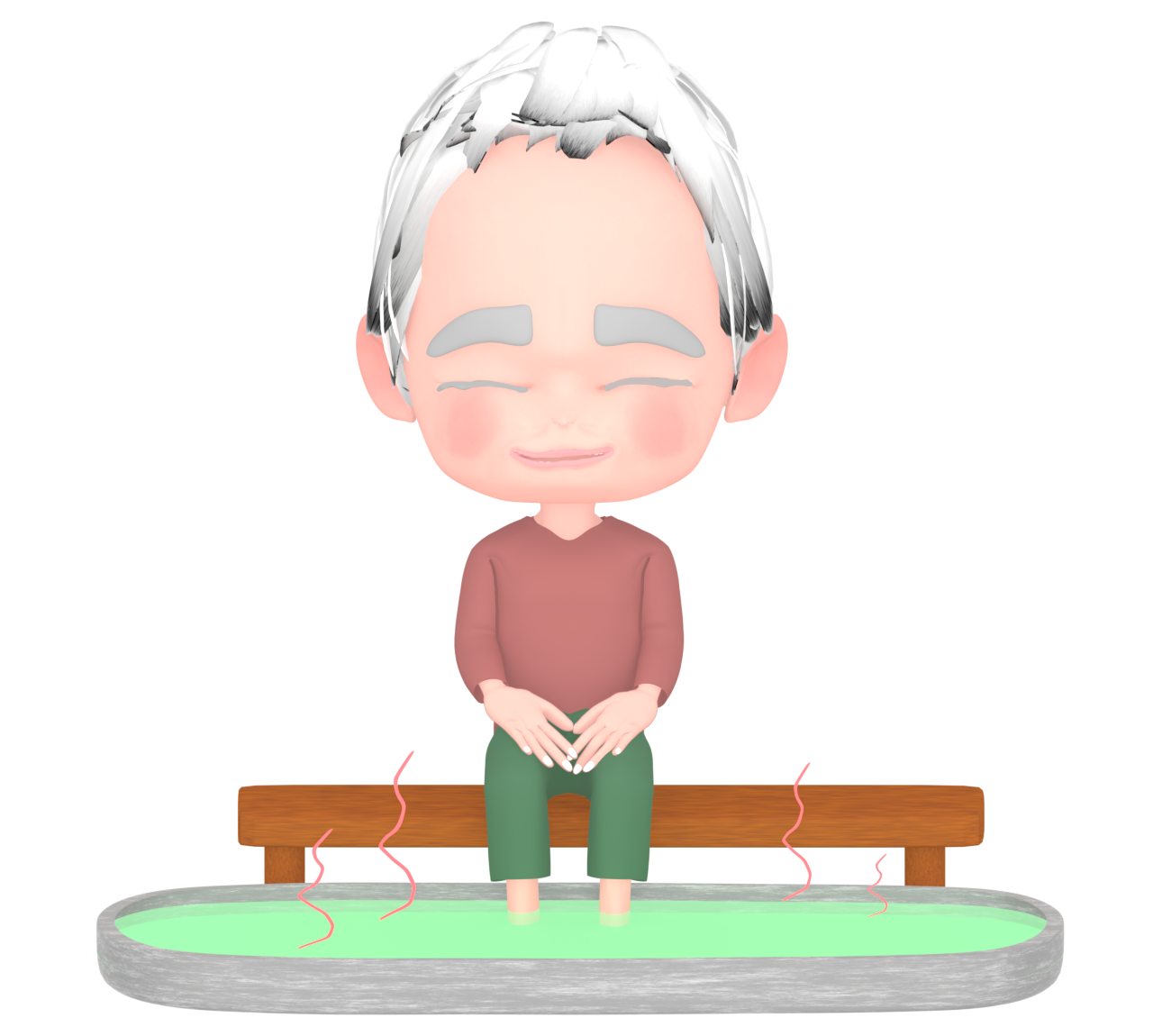 足湯に入るおじいちゃんのイラスト