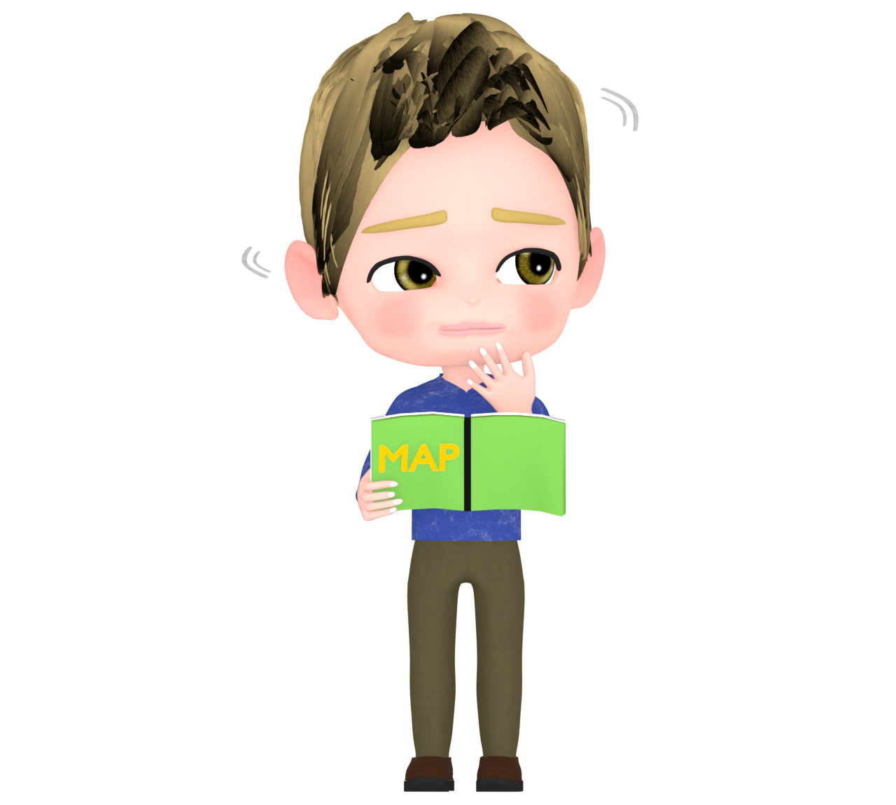 道に迷う外国人男性のイラスト
