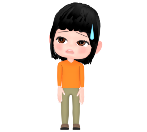 忘れた事を思い出す女性のイラスト