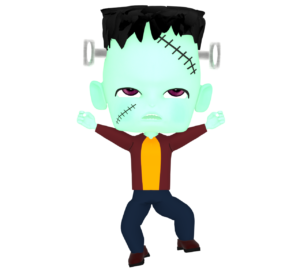 フランケンの仮装をするイラスト