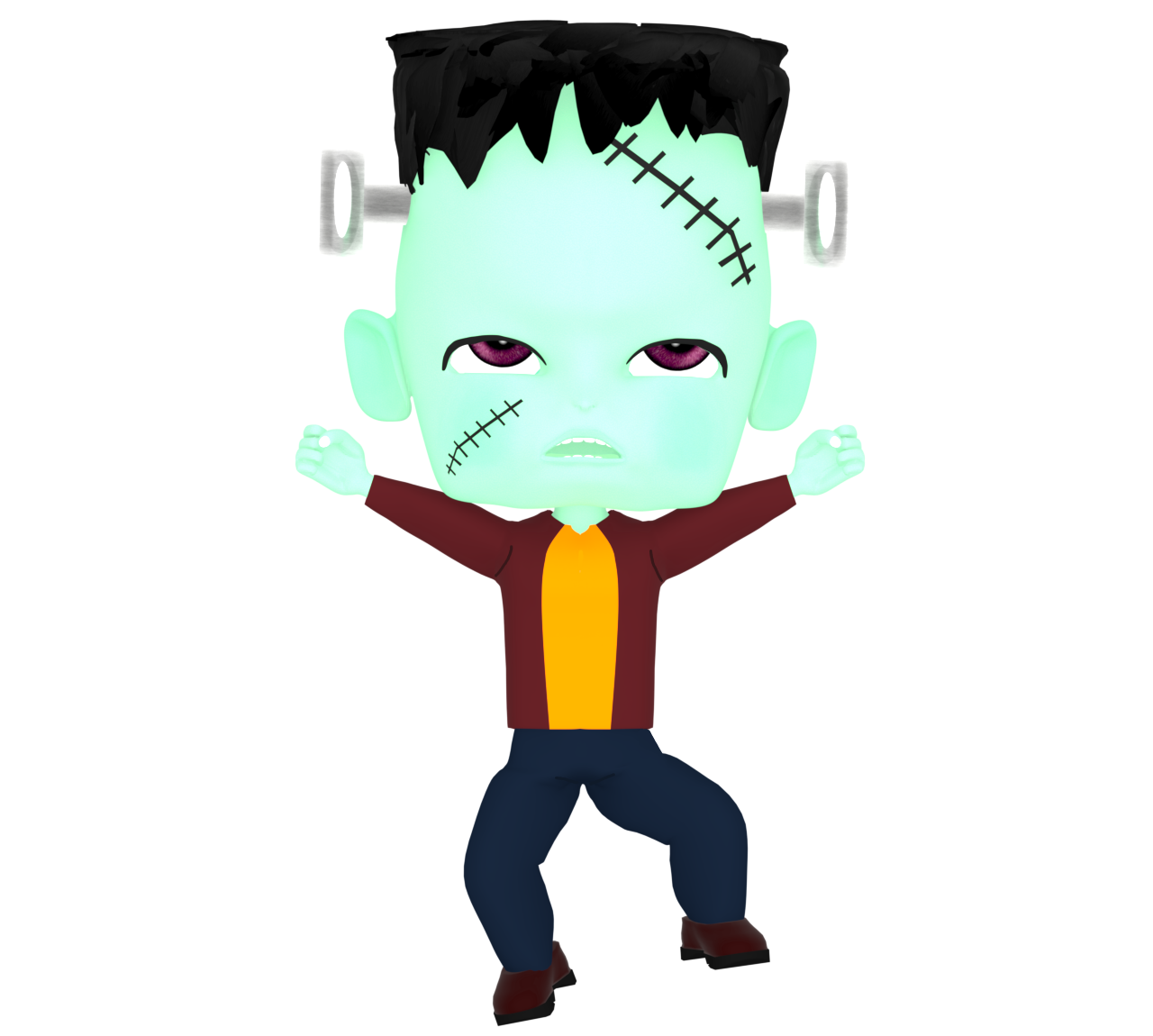 フランケンの仮装をするイラスト