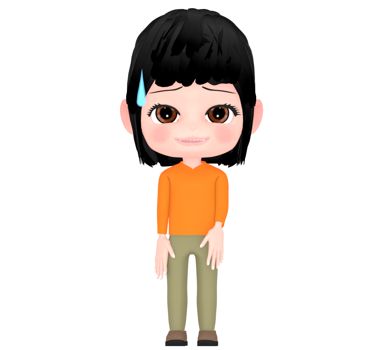 困り顔で愛想笑いをする女性のイラスト